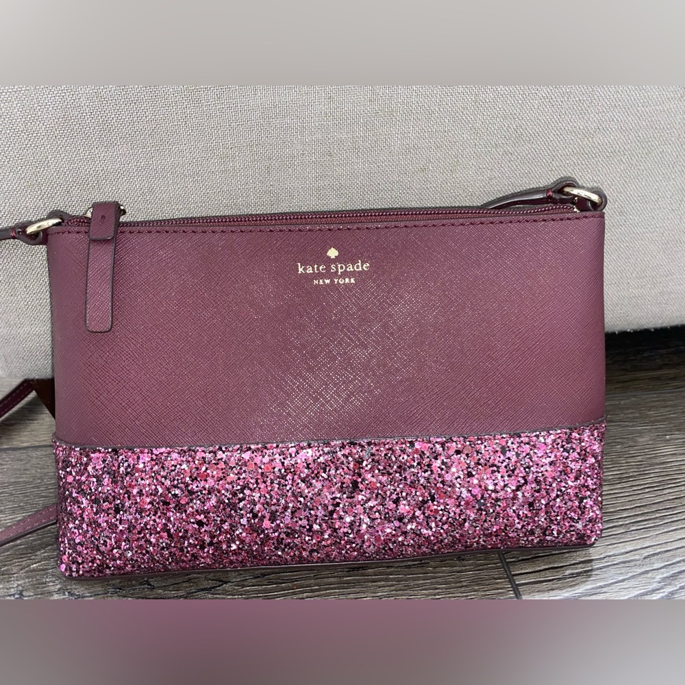 Kate Spade Greta Court Glitter Ramey Crossbody, Cherrywood